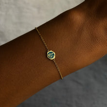 Load image into Gallery viewer, Turquoise Enameled Spirit, Yellow Gold Bracelet