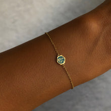 Load image into Gallery viewer, Turquoise Enameled Spirit, Yellow Gold Bracelet